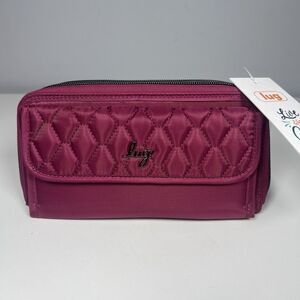 Lug Kickflip Crossbody Wallet In Satin Luxe Raspberry Diamond New With Tags!
